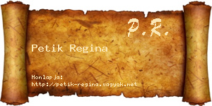 Petik Regina névjegykártya